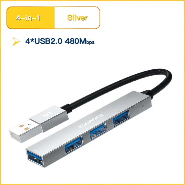 Essager 4 in 1 USB Hub to Type C USB 2.0 for Macbook Air Pro Laptop Dock Station Splitter - Image 9