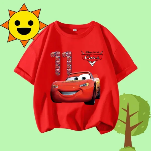 1-12 Boys' Sport Shirt Kids Round-neck Short-sleeved Cartoon Print Girls' Casual Summer T-shirt Racing Mania for Children Aged - Image 9