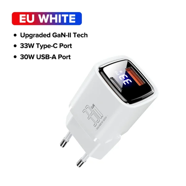 QOOVI 33W GaN Charger USB Type C Fast Charging Adapter Quick Charge QC3.0 PD USB-C Wall Charger For iPhone Samsung Xiaomi iPad - Image 8