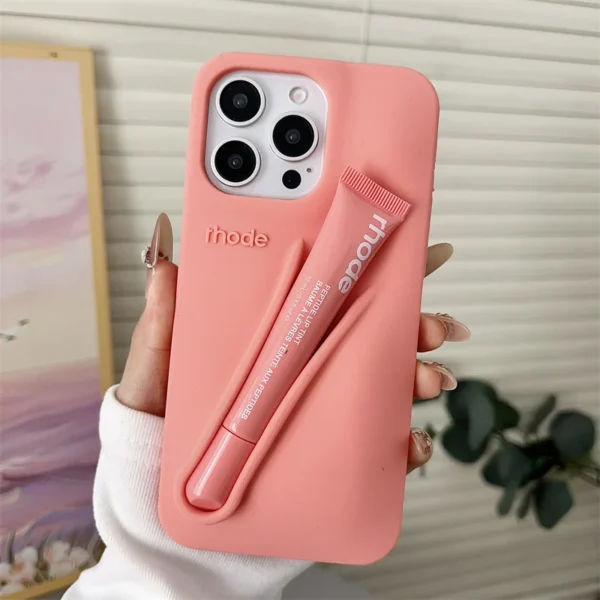 Lip Case Silicone Phone Case for iPhone 16 15 14 13 12 11 Pro Max Plus 16E Lipstick Holder Stand Soft Silicone Cover - Image 12