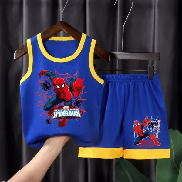2025 Summer New Breathable Boys Vest Sets Anime Spiderman Children's Sleeveless Top Shorts Two Piece Suit Kids Casual Outfits - Image 2