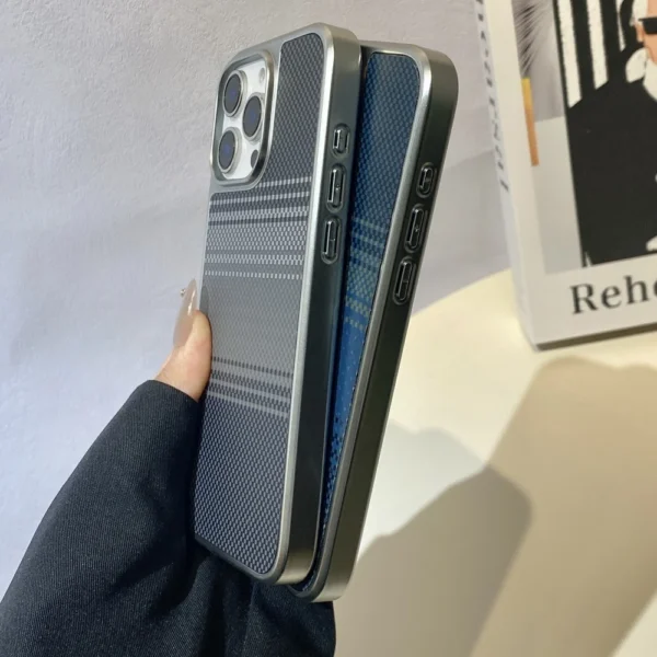 Luxury Plating Carbon Fiber Phone Case For iPhone 16 E 15 14 13 12 11 Pro Max Plus Business Electroplated Shockproof Armor Cover - Image 6