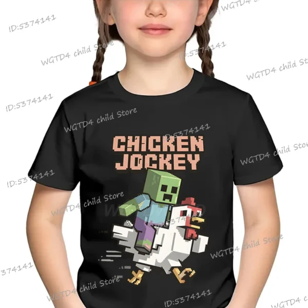 2025 Chicken Jockey Graphic T Shirt Baby Girls Boys Clothes Cartoon Fashion Short Sleeve T-shirt Kids Chicken Jockey Casual Top - Image 2