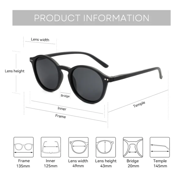 ZENOTTIC Fashion Polarized Sunglasses Men Women Brand Designer Retro Round Sun Glasses Vintage UV400 Goggles Shades - Image 3