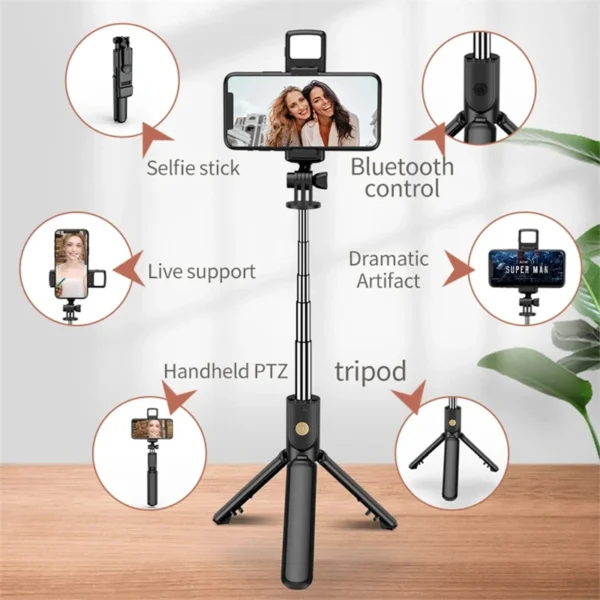 Selfie Stick Wireless Tripod Stand with Light Bluetooth Remote Extendable Tripod for iPhone Mobile Phone Tiktok Live Streaming - Image 6