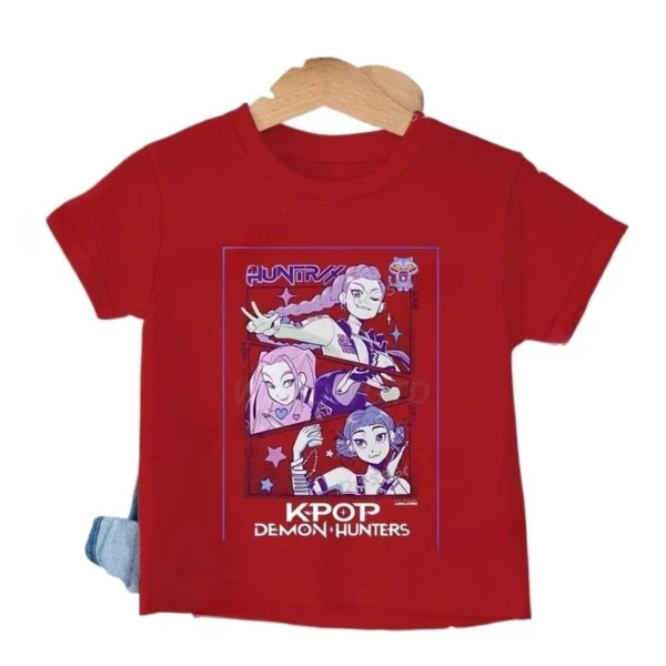 Baby Girl Boy Clothes KPop Demon Hunters Cartoon Print Cool Kids Tee Harajuku Top 2025 Movie Fans Gift Summer Tshirt Tops - Image 6