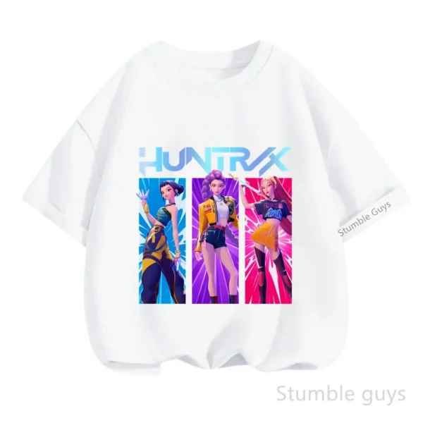 Kpop Demon Hunters Casual Fashion Kids Short Sleeve Summer Boys Girls T-Shirt Anime Clothes - Image 8