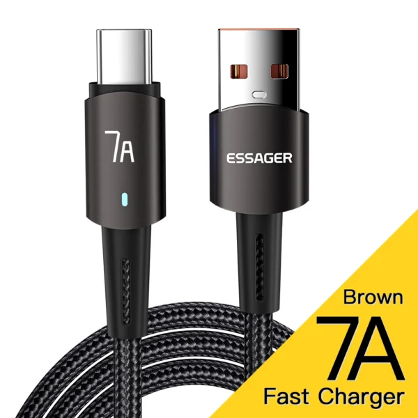 Essager 7A USB Type C Cable For OPPO Oneplus Huawei P30 P40 Samsung Realme Poco 100W Fast Charging Wire USB C Charger Data Cord - Image 9