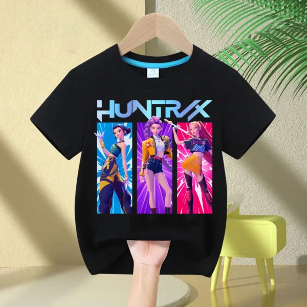Kids T-Shirt KPop Demon Hunter Cotton Fashion Casual Top 2025 Movie Crew Neck Cartoon Girls Boys T-Shirt Casual Girls Clothing - Image 4