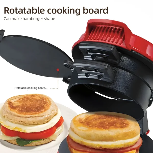 Portable Burger Sandwich Omelette Toaster Maker Breakfast Sandwich Hamburger Maker with Egg Cooker Ring Non Stick for Pancakes - Image 2
