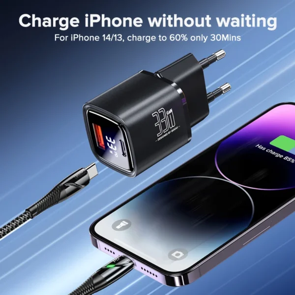 QOOVI 33W GaN Charger USB Type C Fast Charging Adapter Quick Charge QC3.0 PD USB-C Wall Charger For iPhone Samsung Xiaomi iPad - Image 2