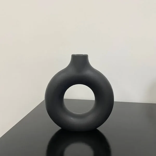 Simple Plastic Vase Donut Shape Single Flower Pot Home Living Room Decoration Table Ornaments Circle Flower Arrangement Vase - Image 10