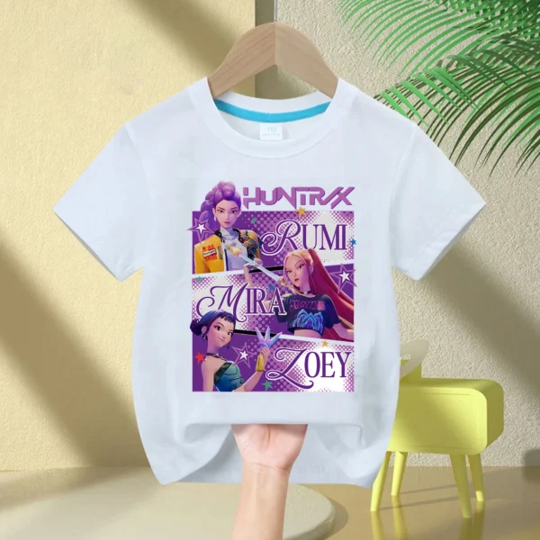 Kids T-Shirt KPop Demon Hunter Cotton Fashion Casual Top 2025 Movie Crew Neck Cartoon Girls Boys T-Shirt Casual Girls Clothing - Image 17