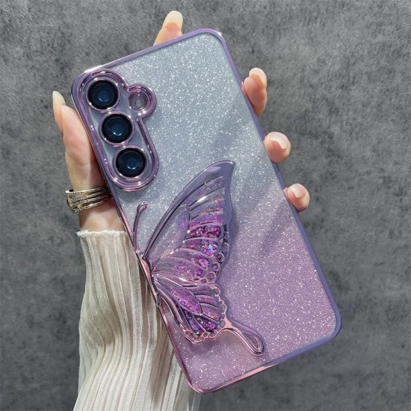 Luxury Shiny Glitter Armor Plating Transparent Phone Case For Samsung Galaxy S24 Ultra Plus S24Plus S24Ultra Butterfly Cover - Image 11