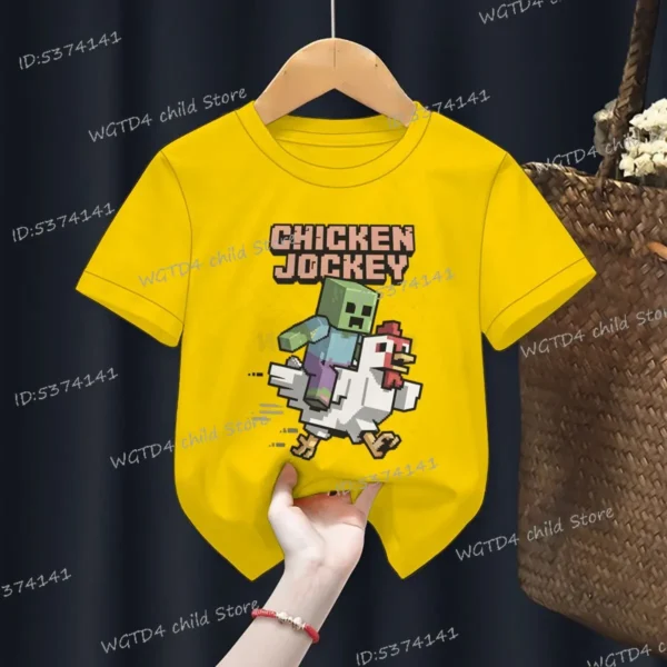 2025 Chicken Jockey Graphic T Shirt Baby Girls Boys Clothes Cartoon Fashion Short Sleeve T-shirt Kids Chicken Jockey Casual Top - Image 15