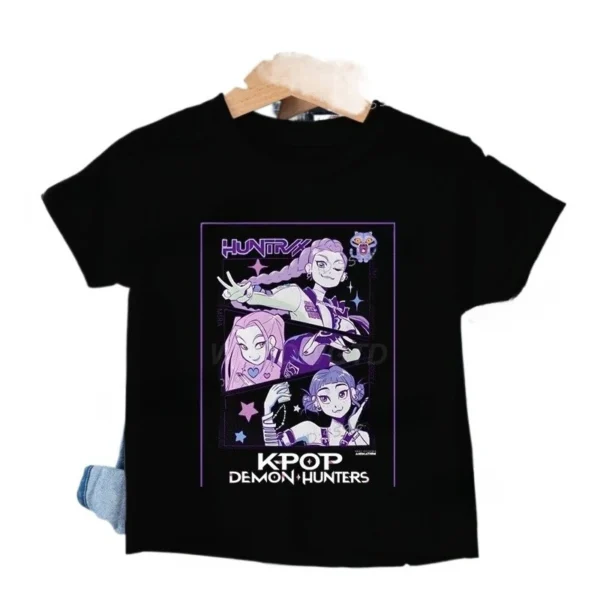 Baby Girl Boy Clothes KPop Demon Hunters Cartoon Print Cool Kids Tee Harajuku Top 2025 Movie Fans Gift Summer Tshirt Tops - Image 2
