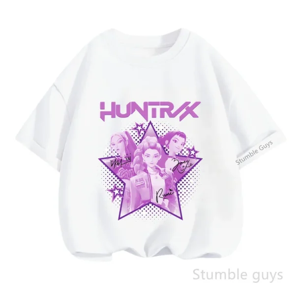 Kpop Demon Hunters Casual Fashion Kids Short Sleeve Summer Boys Girls T-Shirt Anime Clothes - Image 9
