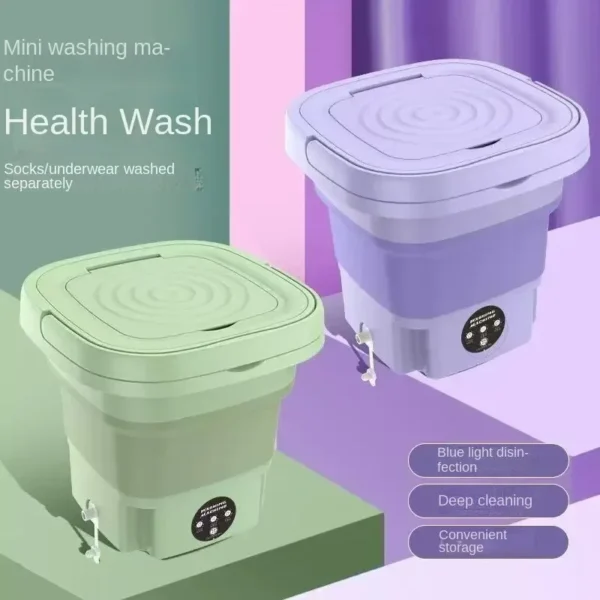 Portable washing machine 8L small foldable spin dryer mini laundry for socks underwear home shop lightweight and efficient - Image 3
