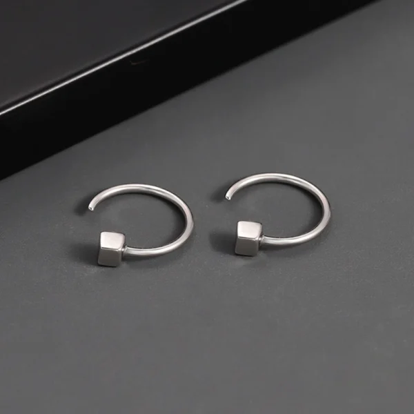 Vintage Minimalist Square Stud Earrings for Teens Ear Piercing Earrings Women Men Pierced Unusual Party Earrings Jewelry - Image 5