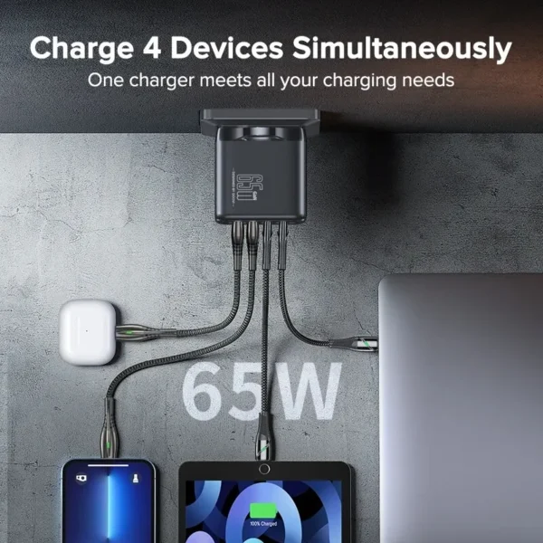 QOOVI 65W GaN Charger USB Type C Fast Charging For Laptop Macbook Quick Charge 4.0 PD Charger For IPhone14 Xiaomi Samsung S21 - Image 6