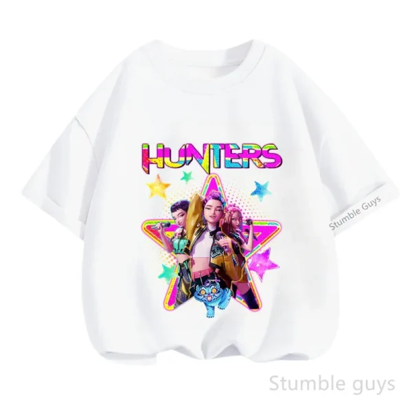 Kpop Demon Hunters Casual Fashion Kids Short Sleeve Summer Boys Girls T-Shirt Anime Clothes - Image 10