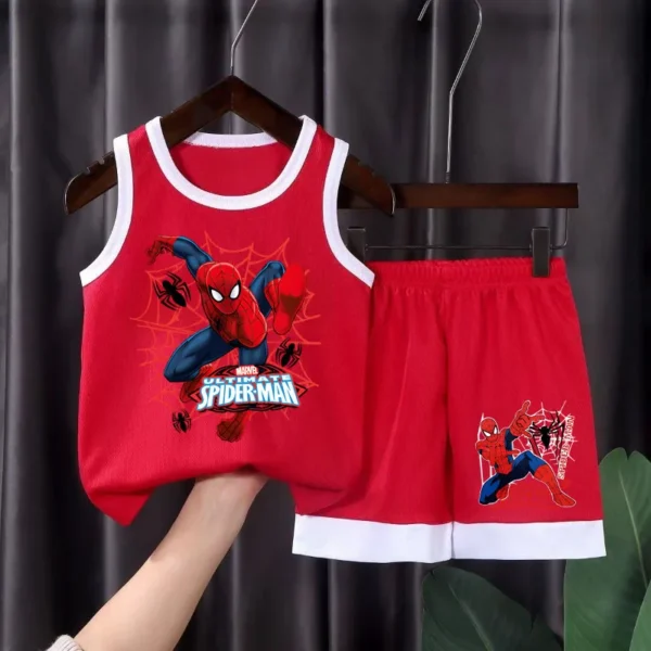 2025 Summer New Breathable Boys Vest Sets Anime Spiderman Children's Sleeveless Top Shorts Two Piece Suit Kids Casual Outfits - Image 5