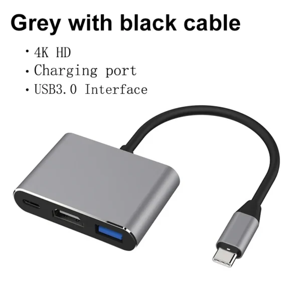 3 IN 1 USB C to HDMI-Compatible Adapter USB 3.1 Hub Type C Charging Converter for Samsung S23 Ultra Huawei Xiaomi Laptop Macbook - Image 9