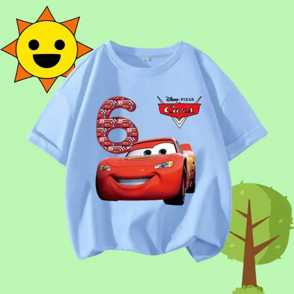 1-12 Boys' Sport Shirt Kids Round-neck Short-sleeved Cartoon Print Girls' Casual Summer T-shirt Racing Mania for Children Aged - Image 16