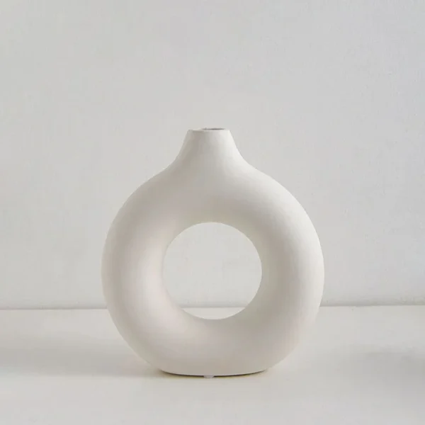 Simple Plastic Vase Donut Shape Single Flower Pot Home Living Room Decoration Table Ornaments Circle Flower Arrangement Vase - Image 11