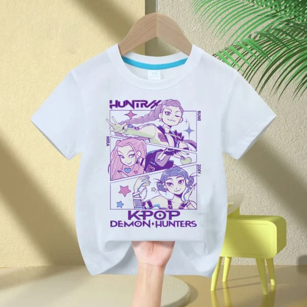 Kids T-Shirt KPop Demon Hunter Cotton Fashion Casual Top 2025 Movie Crew Neck Cartoon Girls Boys T-Shirt Casual Girls Clothing - Image 21