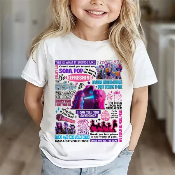 Children Clothes Girl Boy KPop Demon Hunters Soft Summer Tops 2025 Hot Movie Print T Shirts Print Kids T-shirt - Image 2