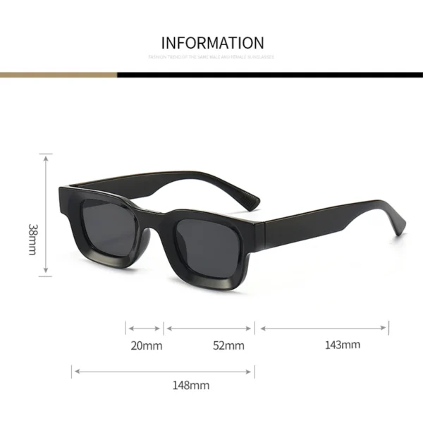 Small Sunglasses Rectangle Thick Frame Square Sun Glasses Men's Black Blue Ladies Sun Shades Uv400 Unisex Eyewears - Image 2