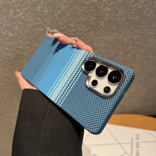 Mountain Carbon Fiber Kevlar Pattern Plastic Case For Samsung S25 S24 S23 Ultra Plus For Magsafe Magnetic Wireless Charge Cover - Image 8