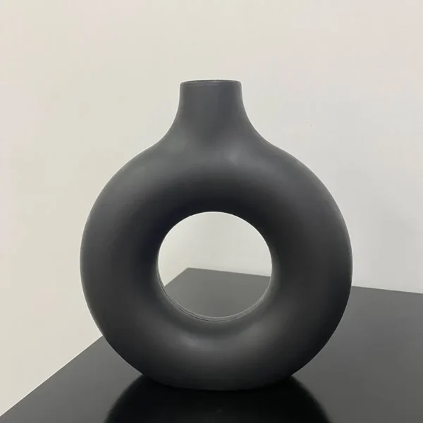 Simple Plastic Vase Donut Shape Single Flower Pot Home Living Room Decoration Table Ornaments Circle Flower Arrangement Vase - Image 8