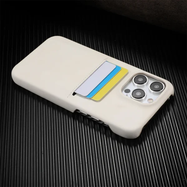 Business Card Slot Wallet Sheepskin Leather Case For iPhone 16 15 14 13 12 Pro Max Plus Luxury Frameless Shockproof Armor Cover - Image 8