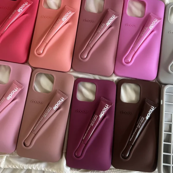 New Brand Phone Case with Lip Glosses Cover for iPhone 16 15 13 14 Pro Max Plus 12 11 16E Makeup Lip Gloss Balm Silicone Cases - Image 4