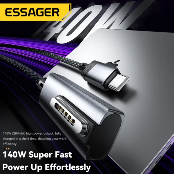 Essager USB Type C to MagSafe3 Cable 140W PD3.1 Fast Charge Magnetic Cable For Macbook Pro Air  2022 2023 MagSafe 3 Charger Cord - Image 2