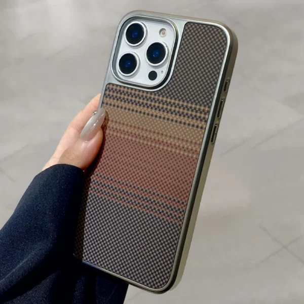 Luxury Plating Carbon Fiber Phone Case For iPhone 16 E 15 14 13 12 11 Pro Max Plus Business Electroplated Shockproof Armor Cover - Image 2