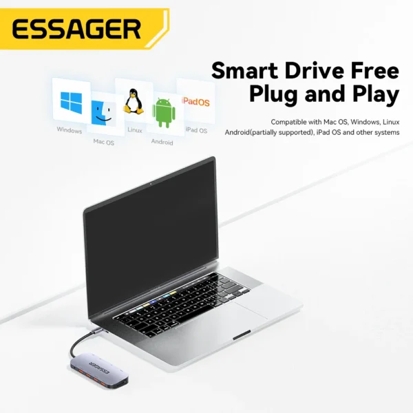 Essager 11 in 1 USB C HUB 4K 30HZ Type C Docking Station For Macbook Air Pro Adapter Splitter For Laptops HDMI-Compatible RJ45 - Image 6