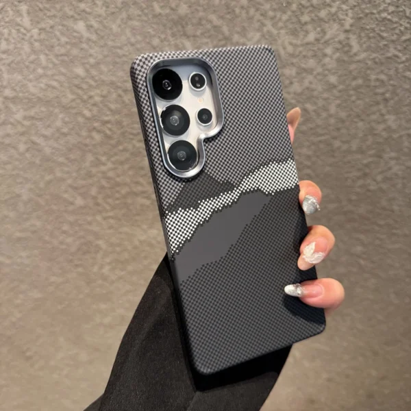 Mountain Carbon Fiber Kevlar Pattern Plastic Case For Samsung S25 S24 S23 Ultra Plus For Magsafe Magnetic Wireless Charge Cover - Image 11