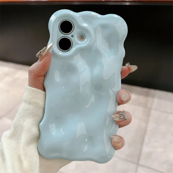 Ins Fashion 3D Wave Shape Cute Soft Phone Case For iPhone 16 15 Plus 14 13 12 Pro Max 11 Plain Lovely Girls Shockproof Cover - Image 2