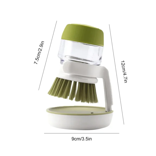 Kitchen Scrub Brush Multifunctional Press Cleaning Brush with Soap Dispenser Dish Scrubber Washing Up Brush for Sink Pots Pans - Image 6