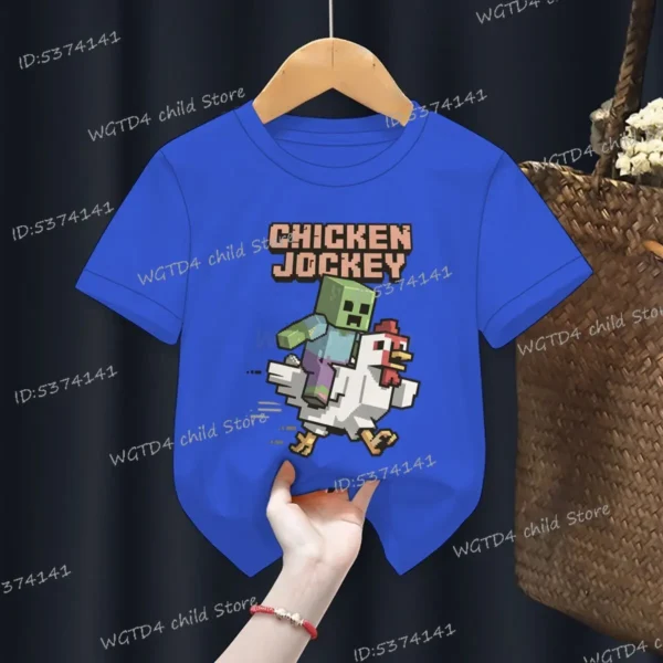 2025 Chicken Jockey Graphic T Shirt Baby Girls Boys Clothes Cartoon Fashion Short Sleeve T-shirt Kids Chicken Jockey Casual Top - Image 9
