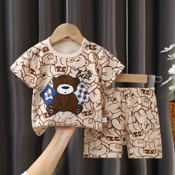 2PCS Children's Sets mother Kids Clothes Boys Girl T-shirt Shorts Summer Cotton Short sleeve Baby Children Clothing Toddler Suit - Image 3