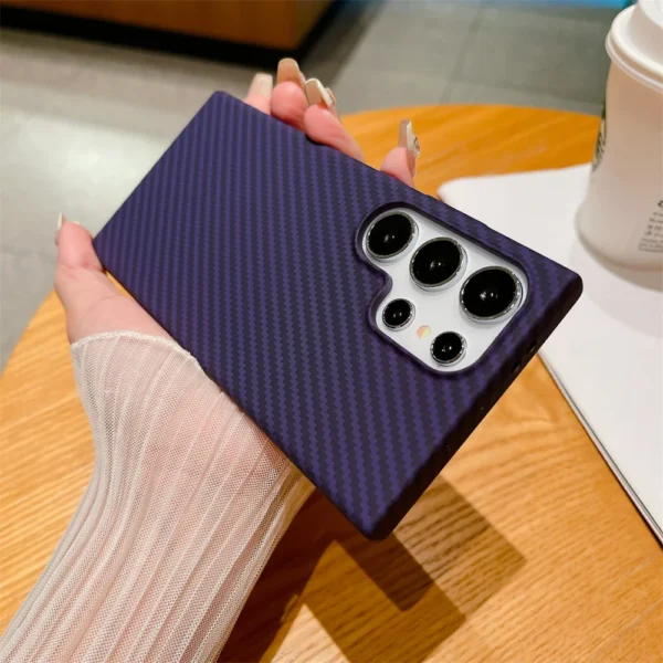 Luxury Carbon Fiber Pattern Plastic Armor Case for Samsung Galaxy S25 S24 S23 S22 Plus Ultra Note 20 10 Hard Slim Matte Cover - Image 7