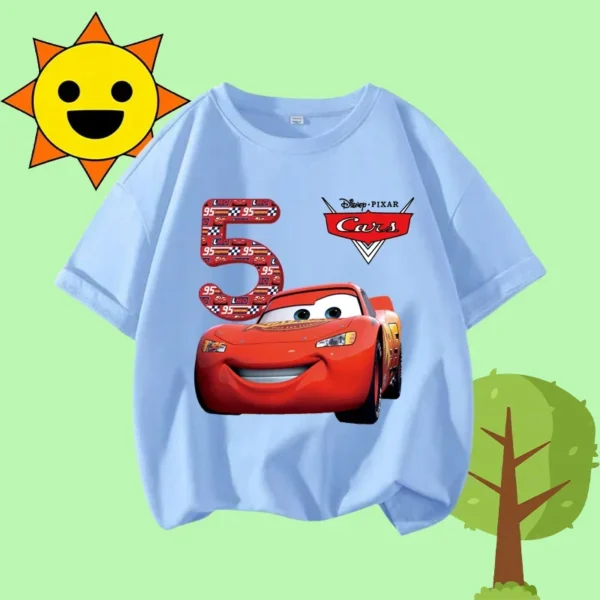 1-12 Boys' Sport Shirt Kids Round-neck Short-sleeved Cartoon Print Girls' Casual Summer T-shirt Racing Mania for Children Aged - Image 18