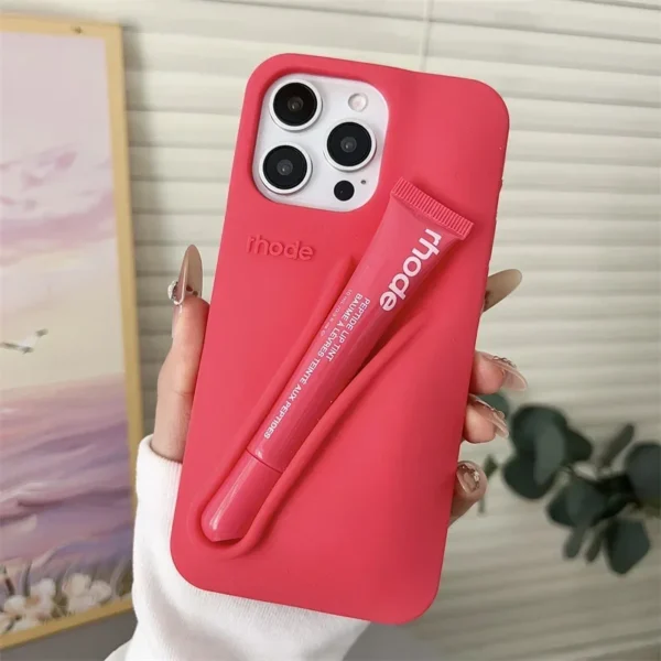 New Brand Phone Case with Lip Glosses Cover for iPhone 16 15 13 14 Pro Max Plus 12 11 16E Makeup Lip Gloss Balm Silicone Cases - Image 9