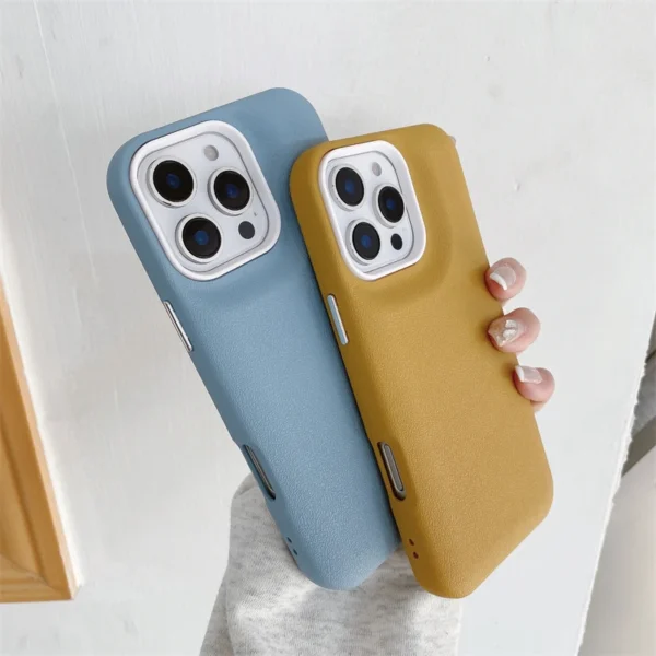 Liquid Silicone Leather Texture 2 IN 1 Soft Phone Case For iPhone 16 Plus 15 14 13 12 Pro Max 11 Plain Fashion Shockproof Cover - Image 3