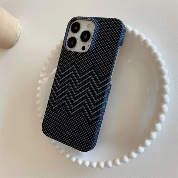 Business Carbon Fiber Pattern Case for iPhone 16 15 14 Plus 13 12 11 Pro Max Shockproof Hard Plastic Retro Frameless Armor Cover - Image 5