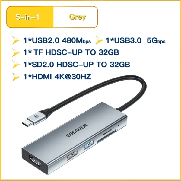Essager 11 in 1 USB C HUB 4K 30HZ Type C Docking Station For Macbook Air Pro Adapter Splitter For Laptops HDMI-Compatible RJ45 - Image 9